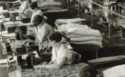 The mattress sewing room in an earlier generation